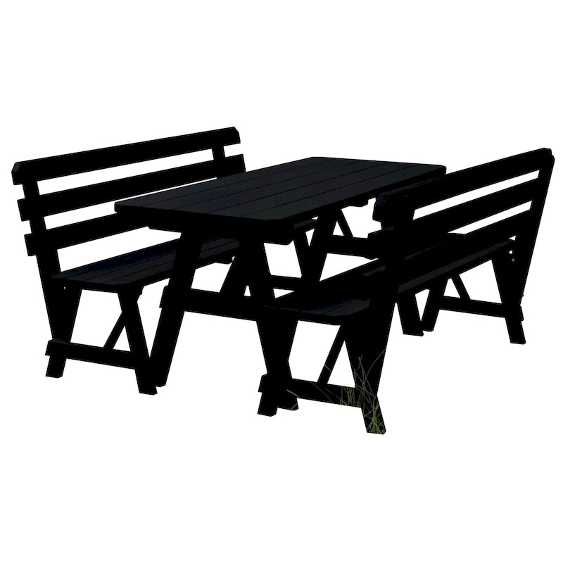 Table de pique-nique en pin 6' avec 2 bancs à dossier