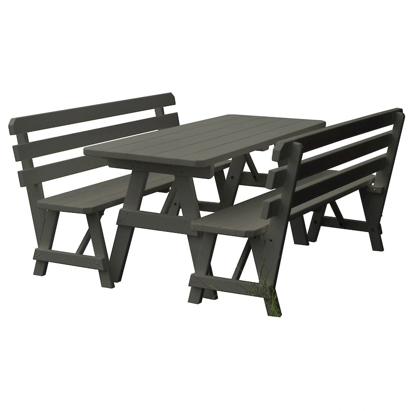 Table de pique-nique en pin 6' avec 2 bancs à dossier