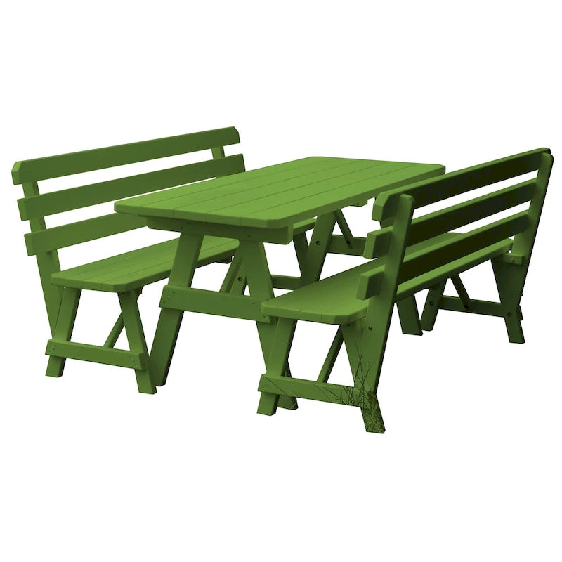 Table de pique-nique en pin 6' avec 2 bancs à dossier