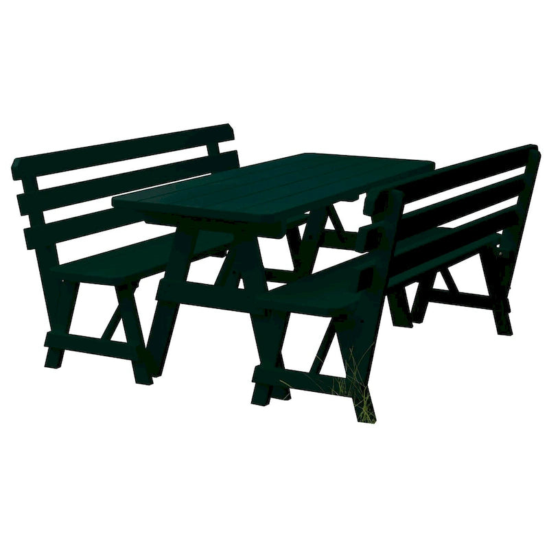 Table de pique-nique en pin 6' avec 2 bancs à dossier