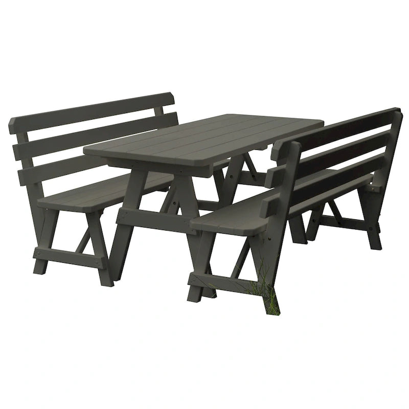 Table de pique-nique en pin 6' avec 2 bancs à dossier