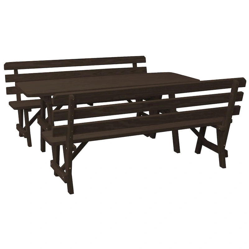 Table de pique-nique en pin 6' avec 2 bancs à dossier
