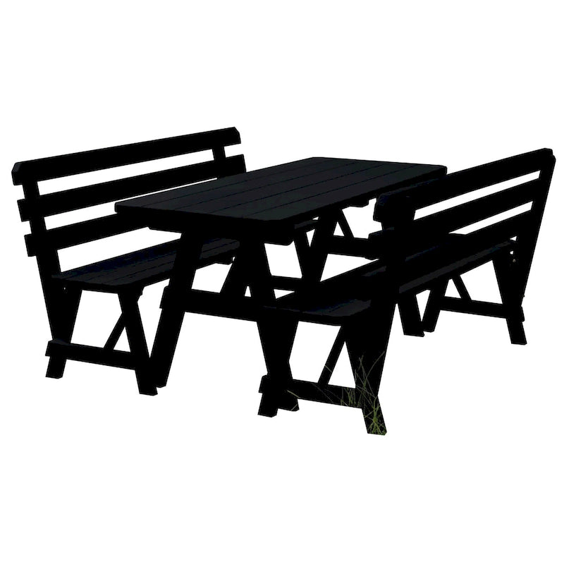 Table de pique-nique en pin 6' avec 2 bancs à dossier