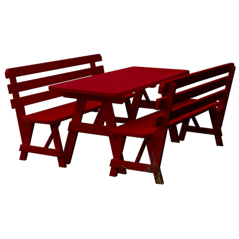 Table de pique-nique en pin 6' avec 2 bancs à dossier