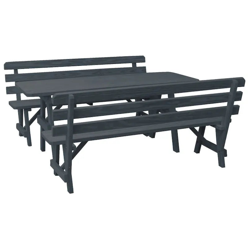 Table de pique-nique en pin 6' avec 2 bancs à dossier