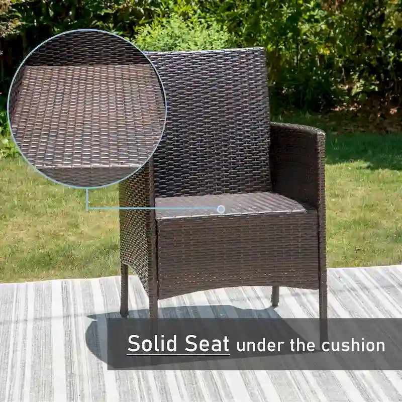 Ensemble de table à manger d'extérieur multi-pièces extensible en acier noir et rotin