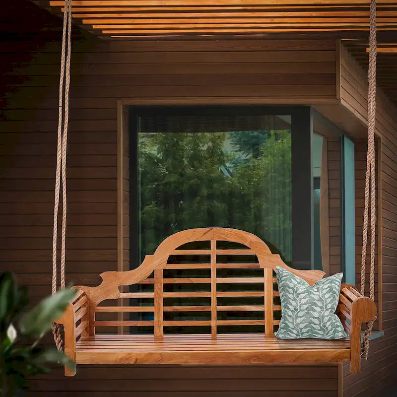 Chic Teak Lutyens Teak Wood Double Outdoor Porch Swing, 66 inch