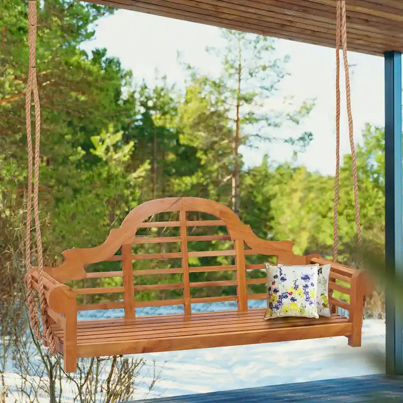 Balançoire de porche double d'extérieur en teck Lutyens de Chic Teak, 168 cm