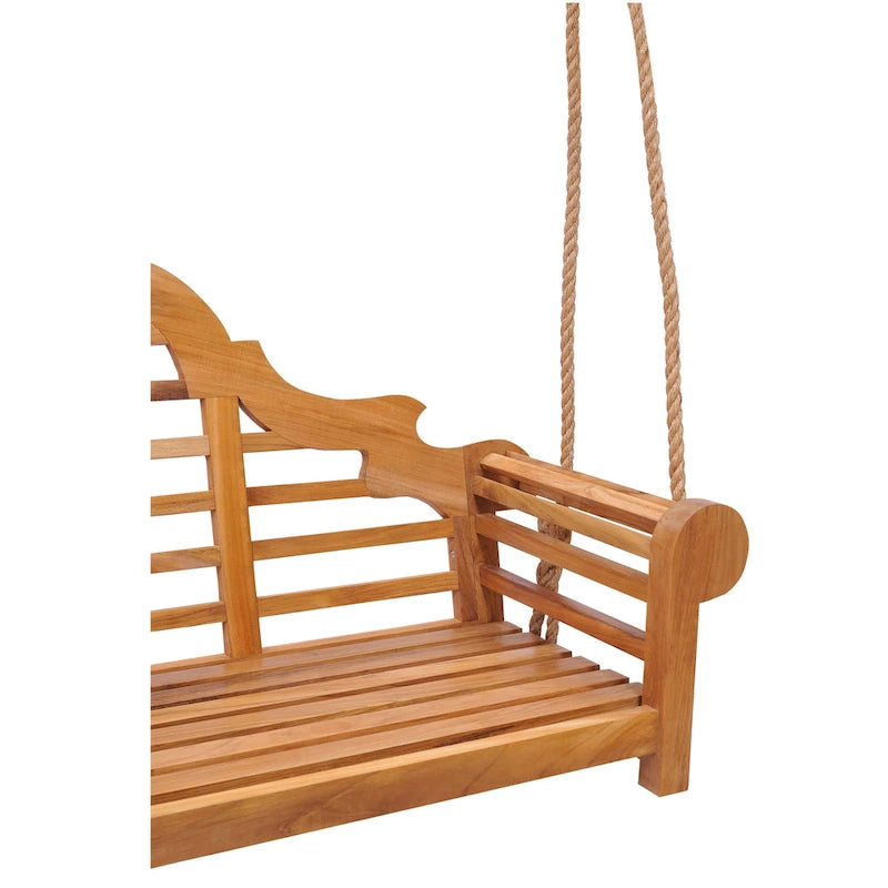 Balançoire de porche double d'extérieur en teck Lutyens de Chic Teak, 168 cm