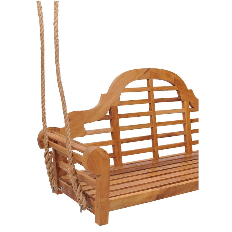 Balançoire de porche double d'extérieur en teck Lutyens de Chic Teak, 168 cm