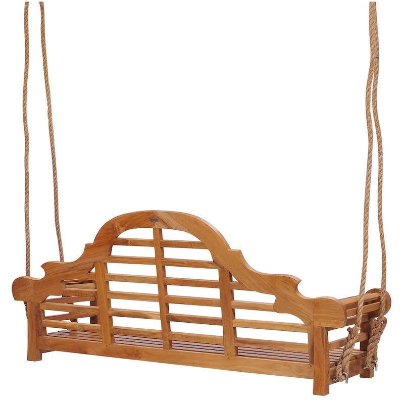 Balançoire de porche double d'extérieur en teck Lutyens de Chic Teak, 168 cm