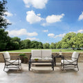 Crosley kaplan 5 pc outdoor seating set with oatmeal cushion - loveseat, two chairs, coffee table, side table