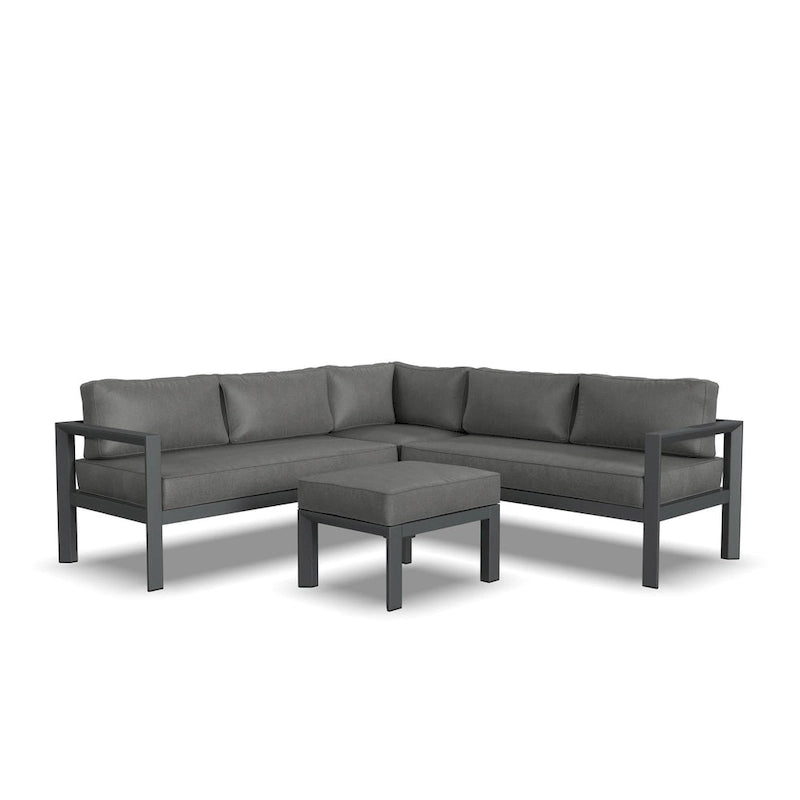 Canapé d'angle 5 places en aluminium Grayton Gray avec pouf - 87 x 32 x 87