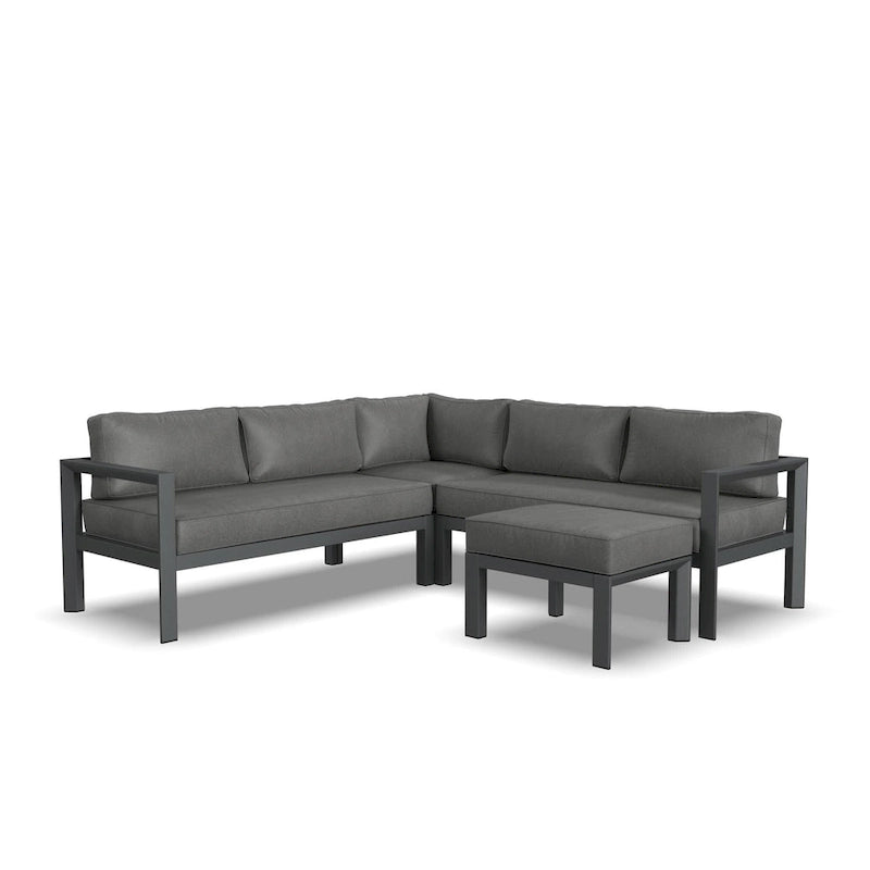 Canapé d'angle 5 places en aluminium Grayton Gray avec pouf - 87 x 32 x 87