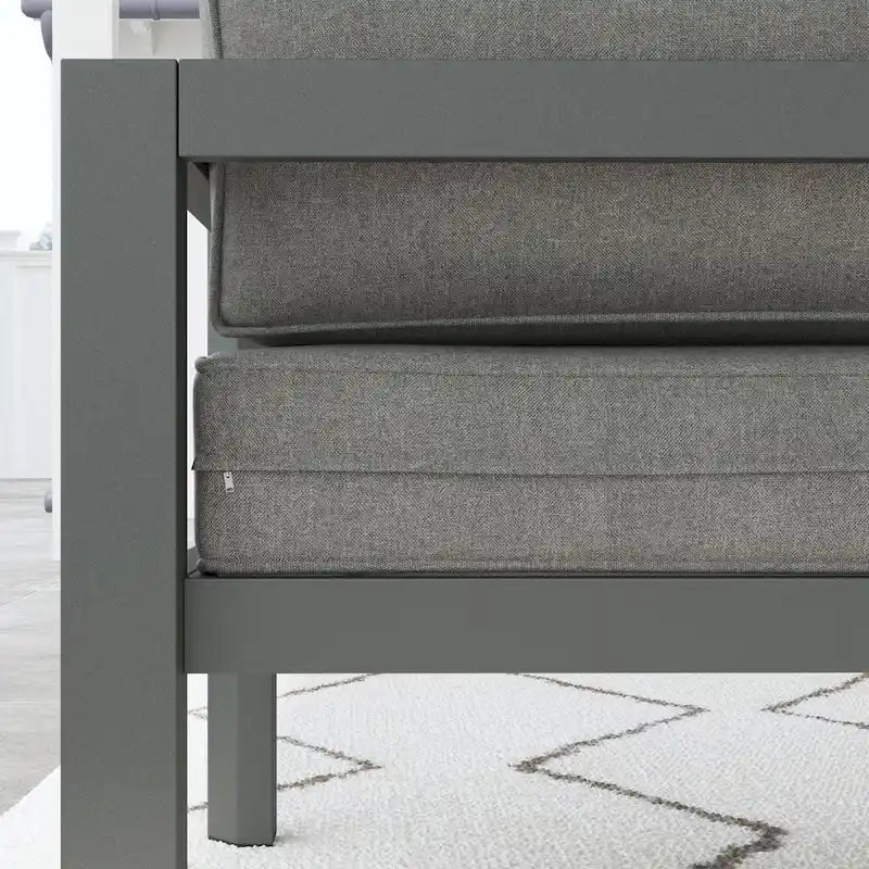 Canapé d'angle 5 places en aluminium Grayton Gray avec pouf - 87 x 32 x 87