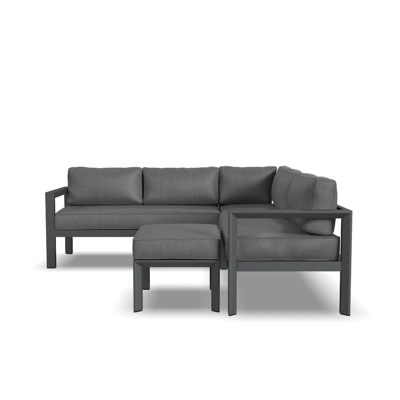 Canapé d'angle 5 places en aluminium Grayton Gray avec pouf - 87 x 32 x 87