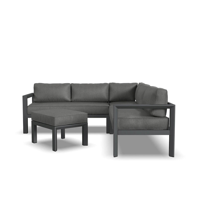 Canapé d'angle 5 places en aluminium Grayton Gray avec pouf - 87 x 32 x 87
