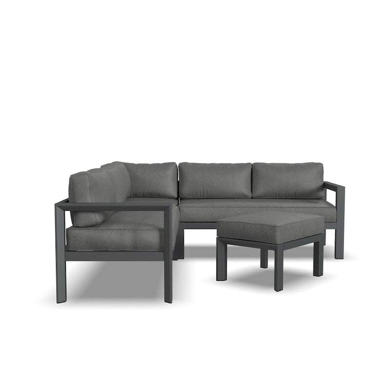Canapé d'angle 5 places en aluminium Grayton Gray avec pouf - 87 x 32 x 87