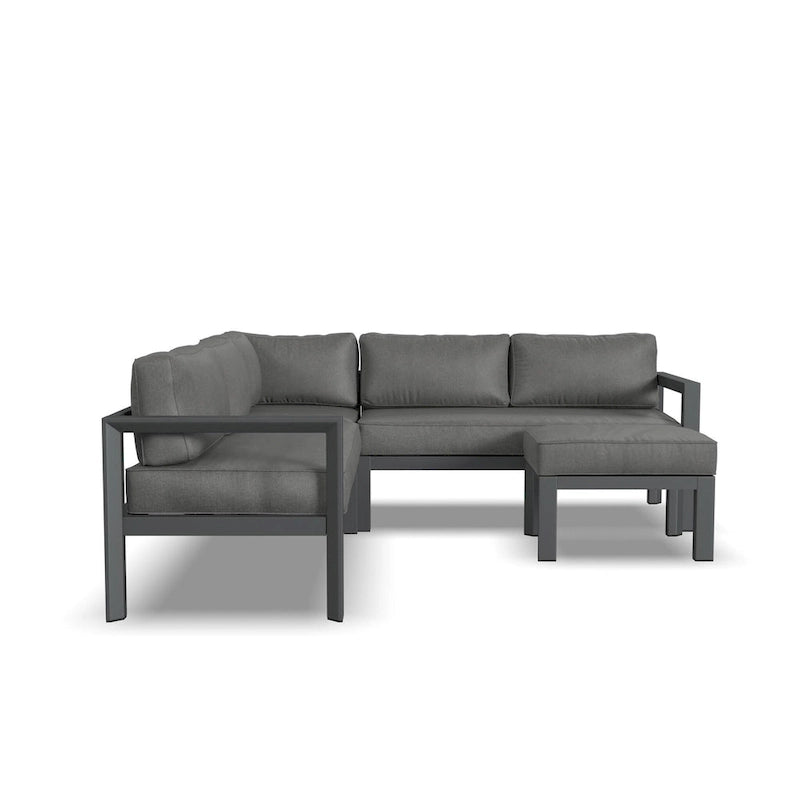 Canapé d'angle 5 places en aluminium Grayton Gray avec pouf - 87 x 32 x 87