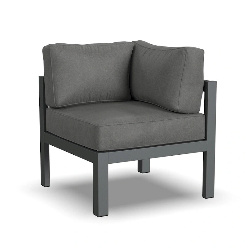 Canapé d'angle 5 places en aluminium Grayton Gray avec pouf - 87 x 32 x 87
