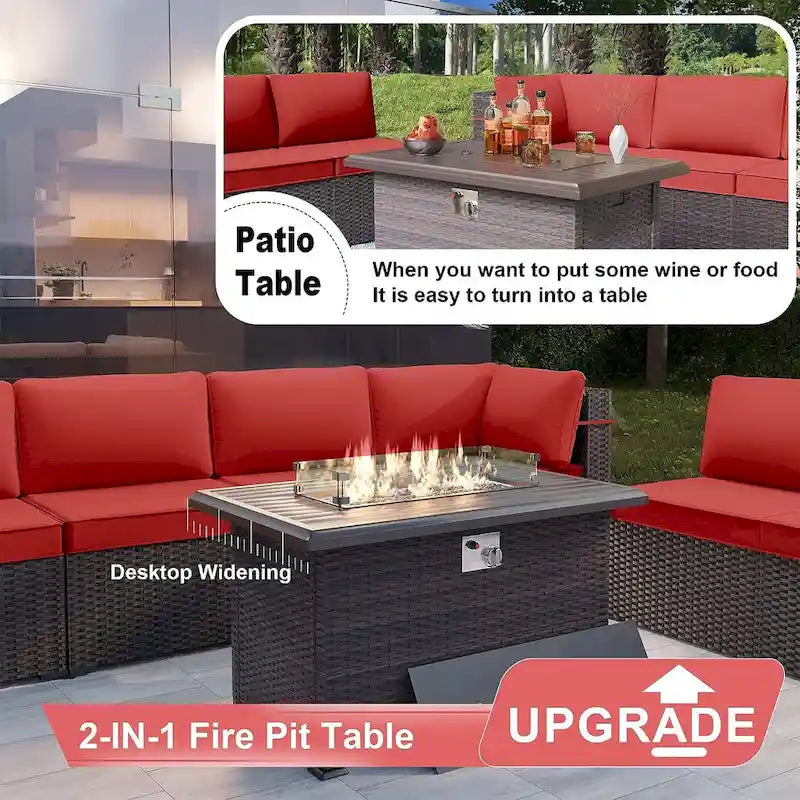 Ensemble de meubles de patio extérieur Kullavik 14 pièces avec table brasero