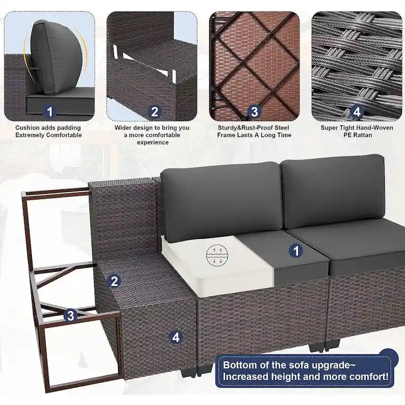Ensemble de meubles de patio extérieur Kullavik 14 pièces avec table brasero