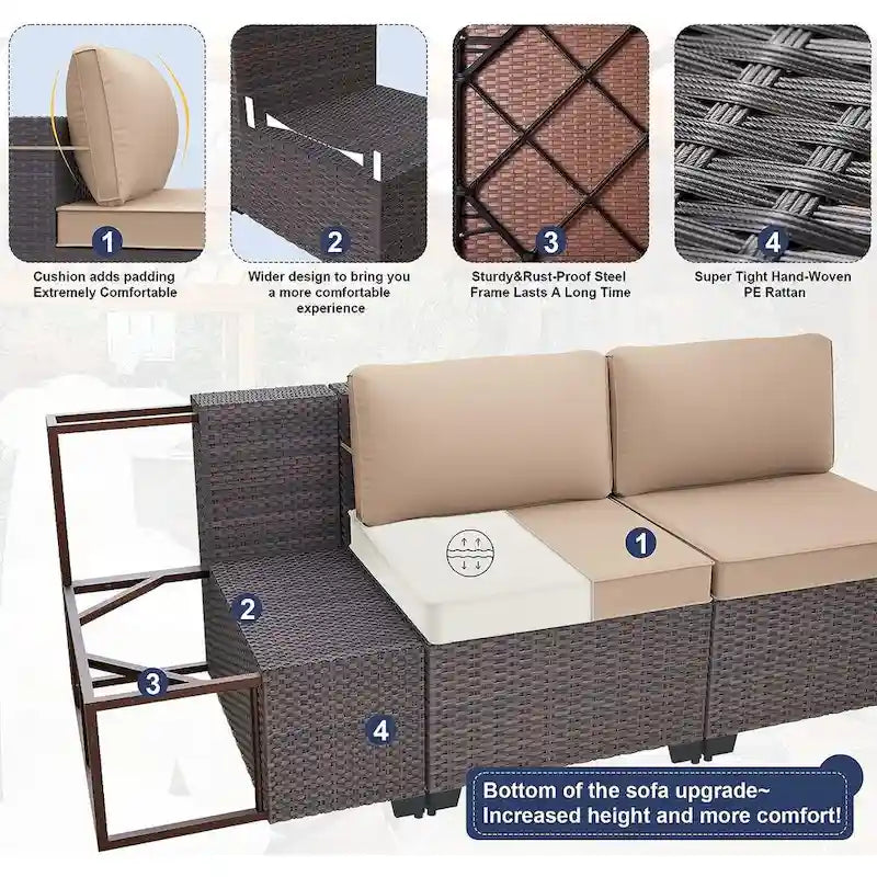Ensemble de meubles de patio extérieur Kullavik 14 pièces avec table brasero