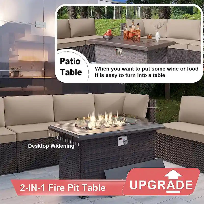 Ensemble de meubles de patio extérieur Kullavik 14 pièces avec table brasero