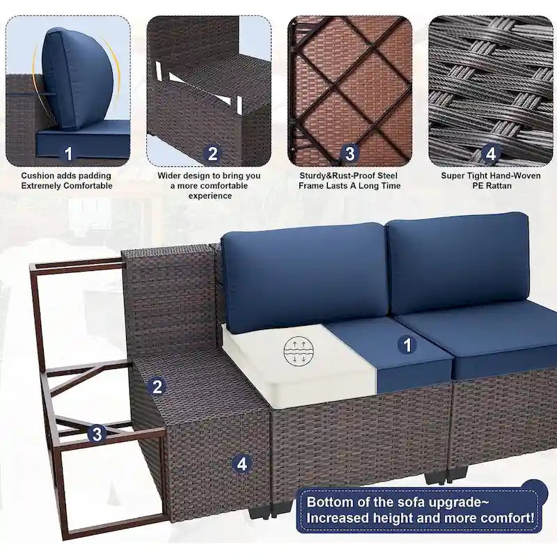 Ensemble de meubles de patio extérieur Kullavik 14 pièces avec table brasero