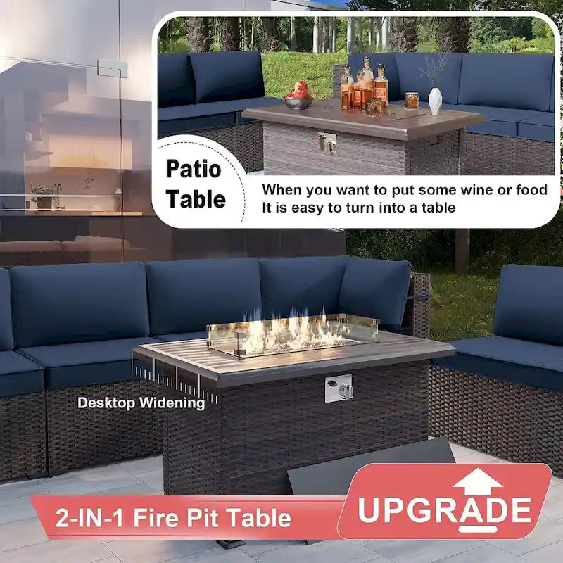 Ensemble de meubles de patio extérieur Kullavik 14 pièces avec table brasero