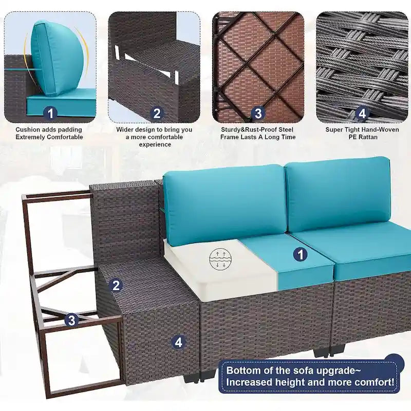 Ensemble de meubles de patio extérieur Kullavik 14 pièces avec table brasero
