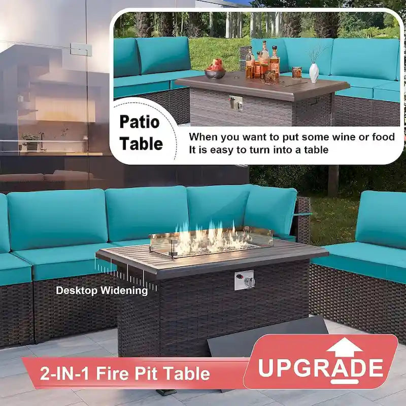 Ensemble de meubles de patio extérieur Kullavik 14 pièces avec table brasero