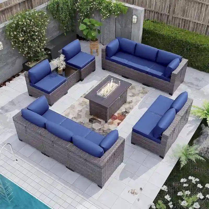 Ensemble de meubles de patio extérieur Kullavik 12 pièces avec table brasero