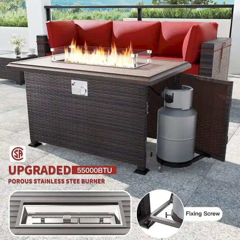 Ensemble de mobilier de patio extérieur 12 pièces Kullavik avec table de foyer