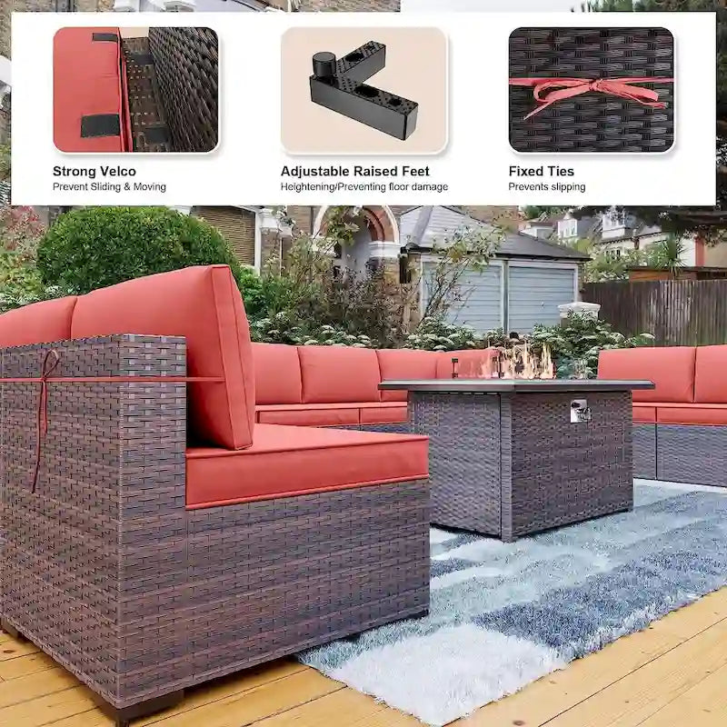 Ensemble de mobilier de patio extérieur 12 pièces Kullavik avec table de foyer