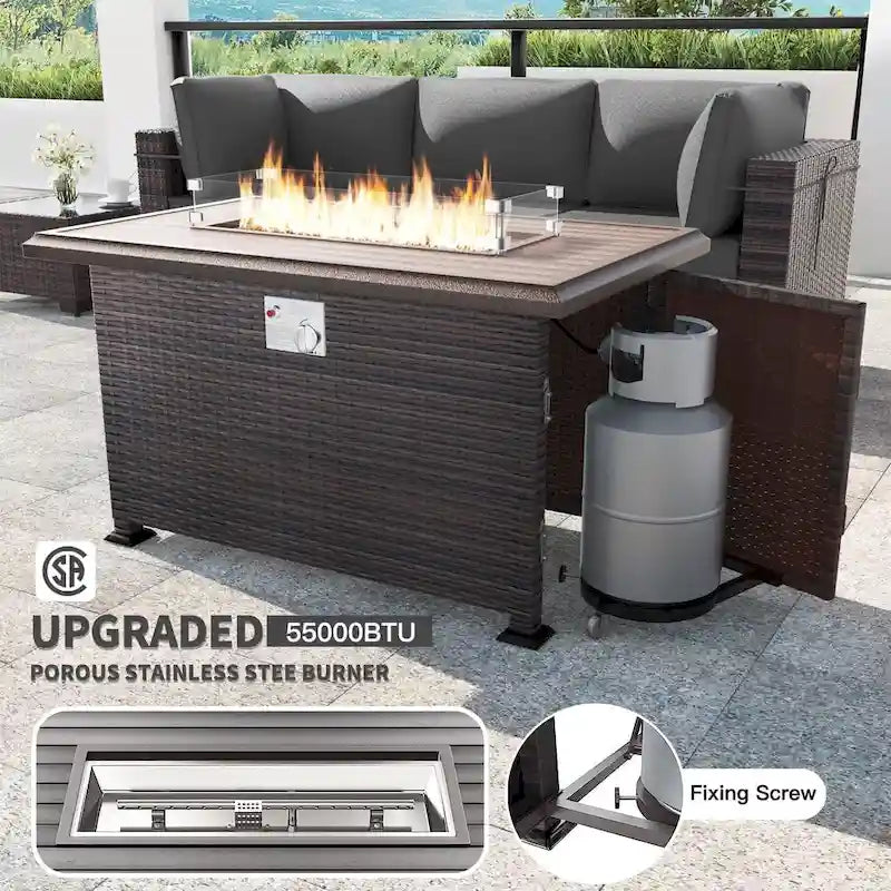 Ensemble de mobilier de patio extérieur 12 pièces Kullavik avec table de foyer