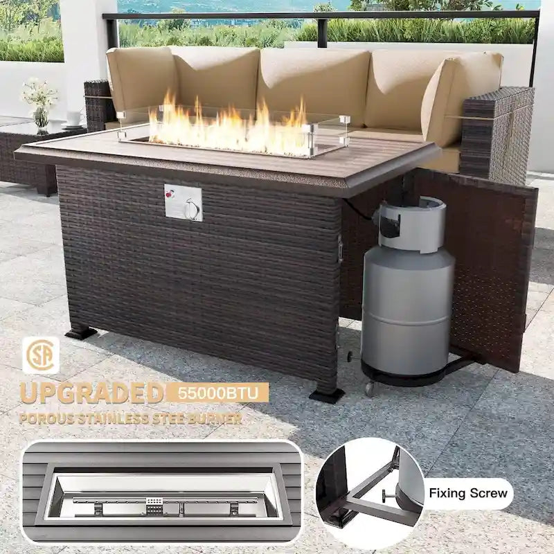 Ensemble de mobilier de patio extérieur 12 pièces Kullavik avec table de foyer