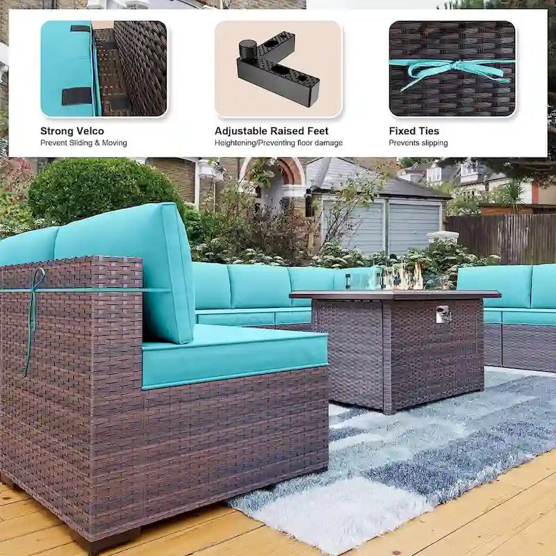 Ensemble de mobilier de patio extérieur 12 pièces Kullavik avec table de foyer