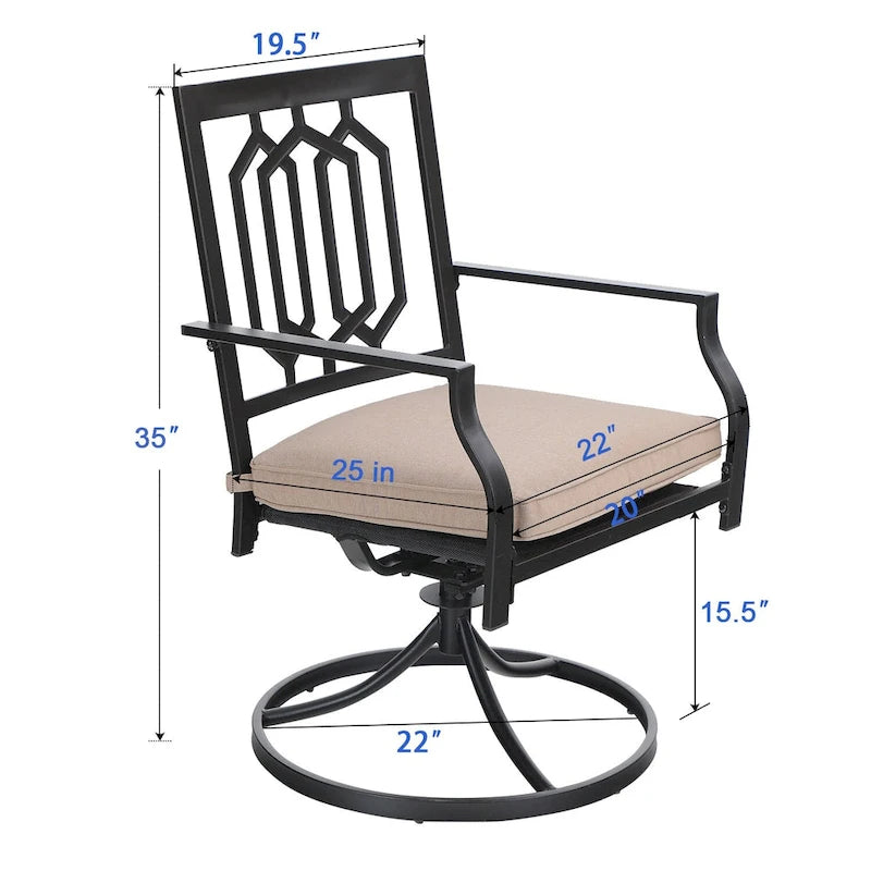 Ensemble de salle à manger d'extérieur 9 pièces MAISON ARTS, table carrée en métal de 60 pouces et 8 chaises de salle à manger pivotantes