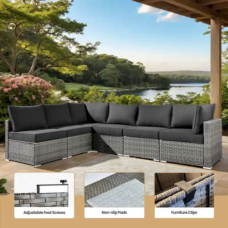 Ensemble de canapés de patio en osier XIZZI 8 pièces pour l'extérieur avec foyer