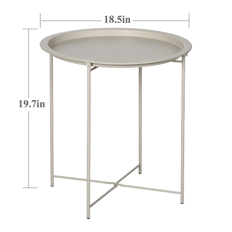 Table d'appoint moderne avec plateau rond amovible, beige (lot de 1/lot de 2)