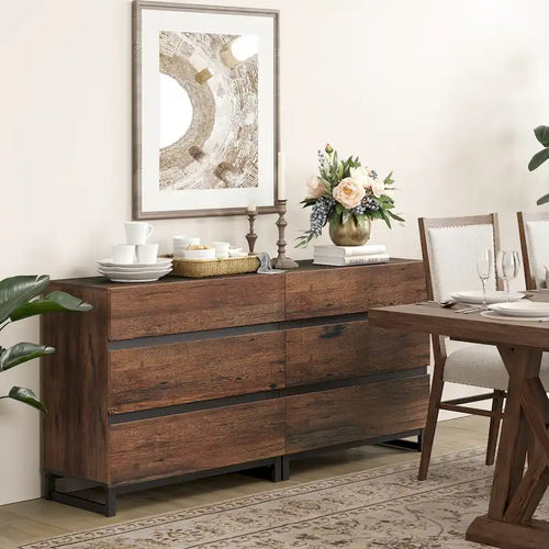 Buffet moderne 2-en-1 avec 6 tiroirs