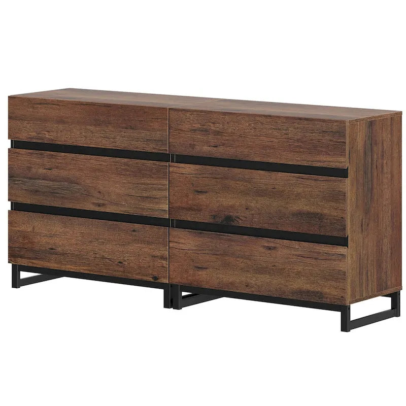 Buffet moderne 2-en-1 avec 6 tiroirs