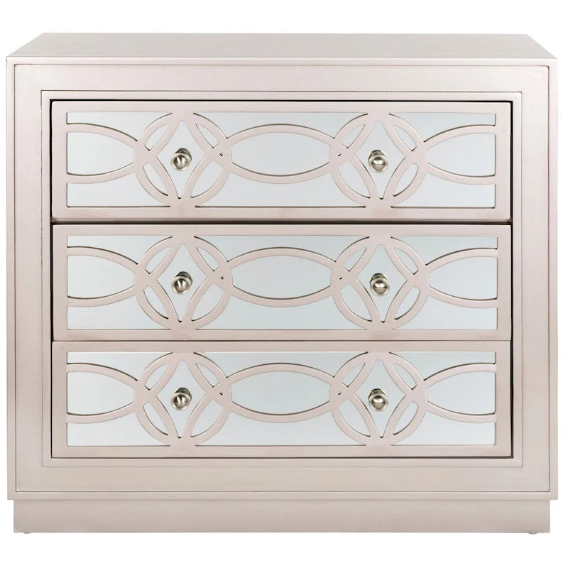 Mini commode de rangement 3 tiroirs nickelée - 32L x 16P x 29H