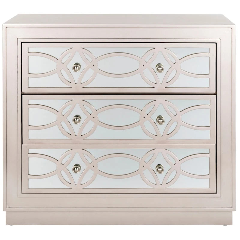 Mini commode de rangement 3 tiroirs nickelée - 32L x 16P x 29H