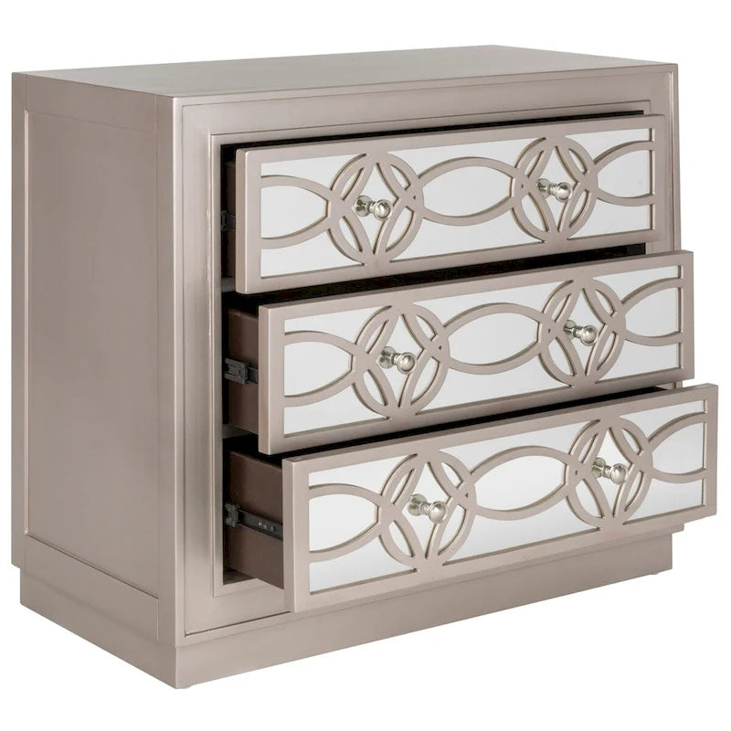 Mini commode de rangement 3 tiroirs nickelée - 32L x 16P x 29H