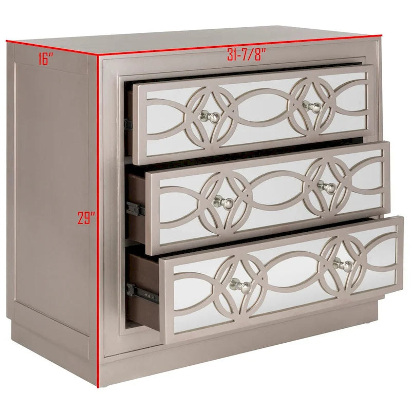 Mini commode de rangement 3 tiroirs nickelée - 32L x 16P x 29H
