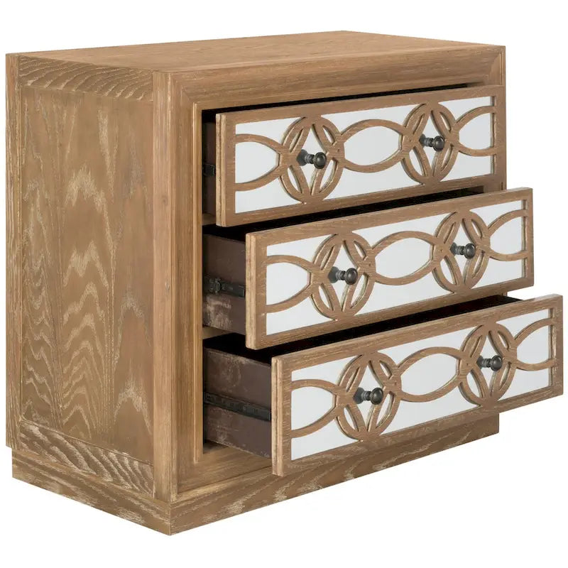 Mini commode de rangement 3 tiroirs nickelée - 32L x 16P x 29H