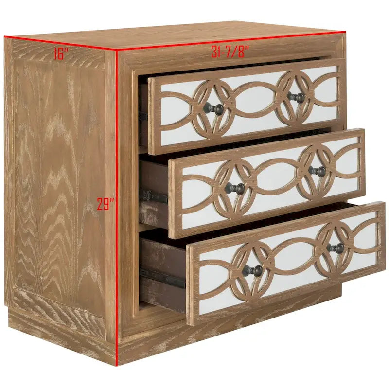 Mini commode de rangement 3 tiroirs nickelée - 32L x 16P x 29H