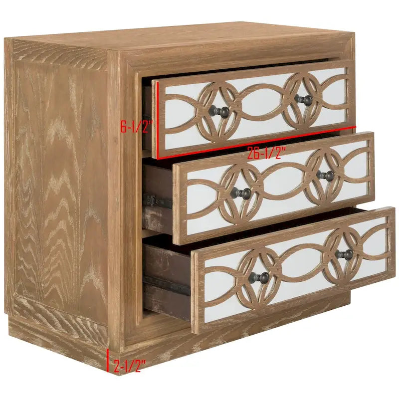 Mini commode de rangement 3 tiroirs nickelée - 32L x 16P x 29H